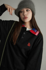 Noe Embroidery Lettering Collar Sweatshirt