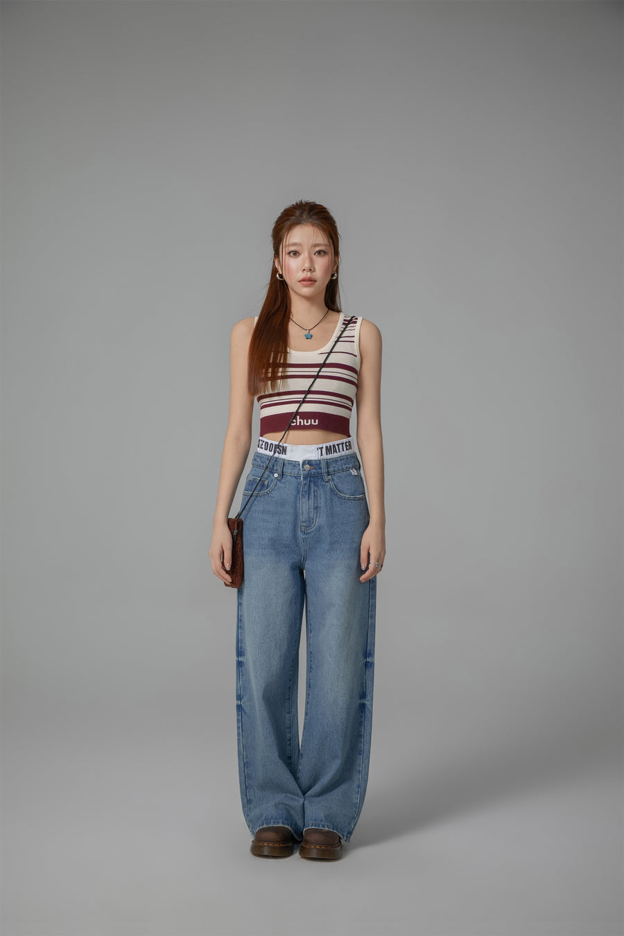 CHUU Striped Knit Sleeveless Crop Top