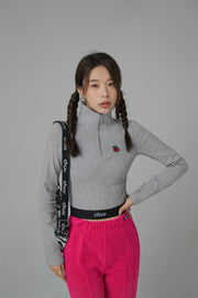 Love Zone Cherry Half-Zip Cropped T-Shirt