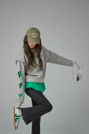 Heart Long-Sleeves Cutout Sweatshirt