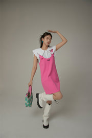 Big Collar Color Sleeveless Shirt