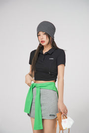 For Starter Polo Cropped Top