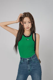 Color Matching Simple Logo Sleeveless Top