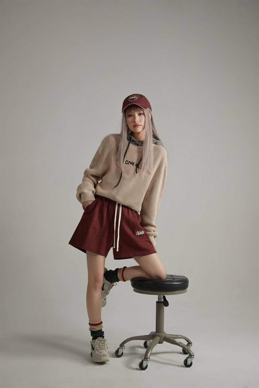 CHUU Noe Waffle Loose Fit Knit Sweater