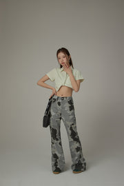 Unbalanced Chuu Baby Cropped Shirt