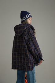 Check Loose-Fit Hooded Jacket