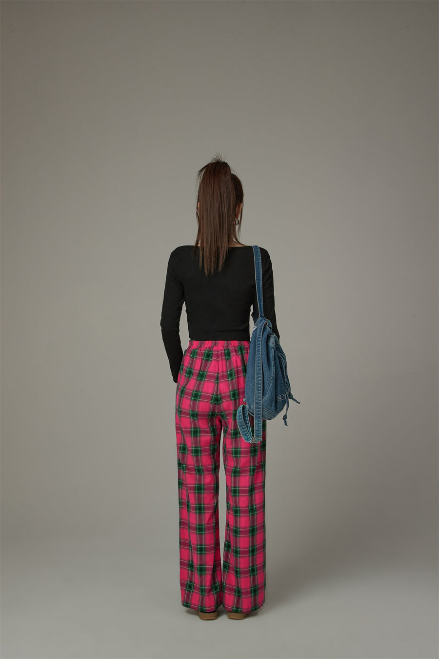 CHUU Check Wide Pants