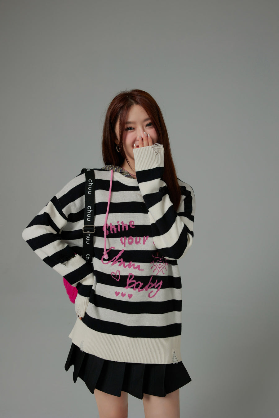 CHUU Shine Your Light Stripe Knit Sweater