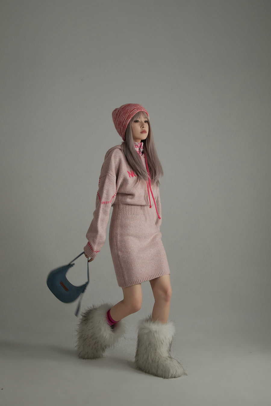 CHUU Cozy Hooded Knit Dress