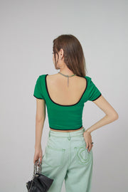 Deep U-Neck And Back Crop Top