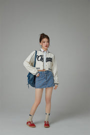 Argyle Line Denim Mini Skirt