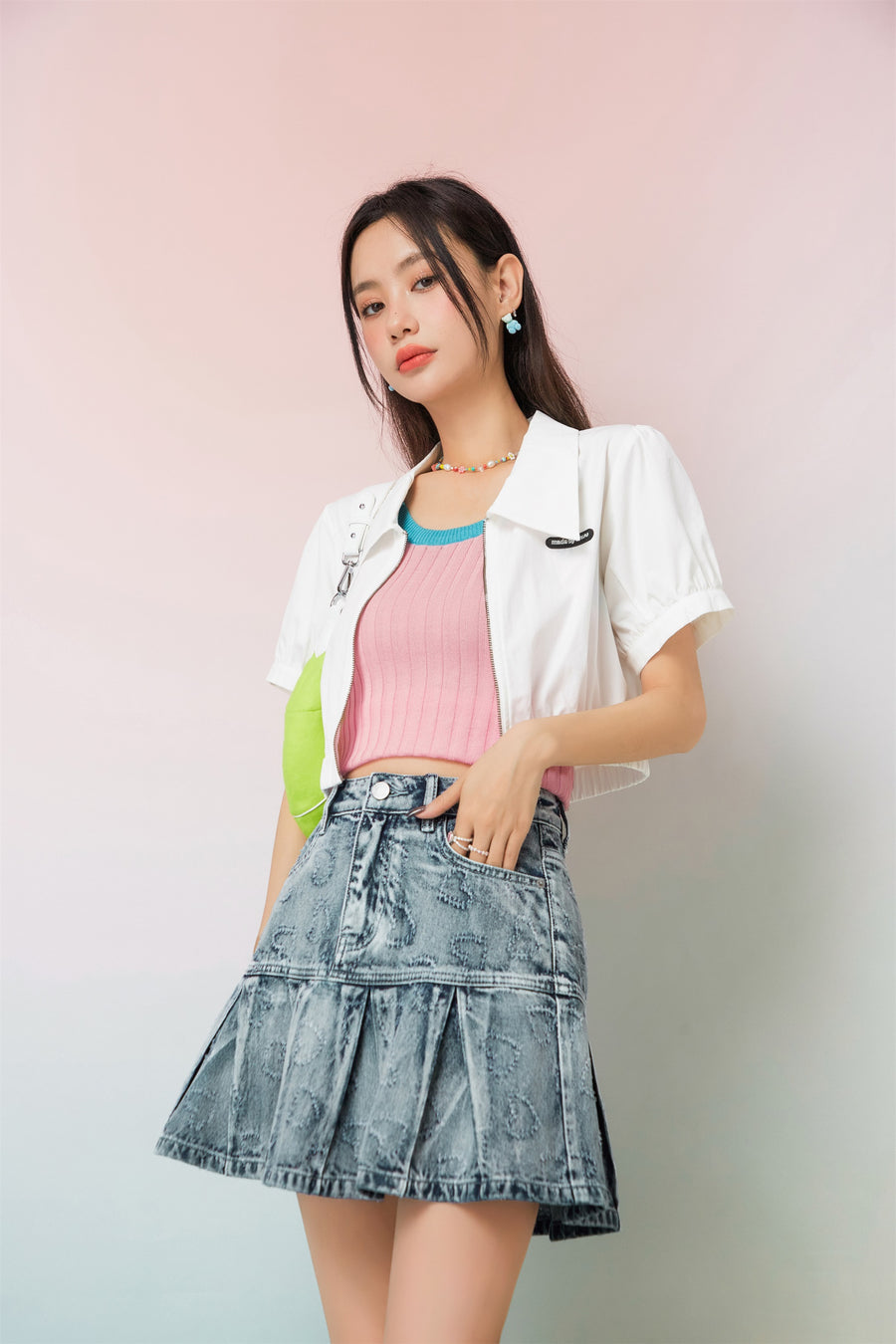 CHUU Puff Sleeve Cropped Shirt