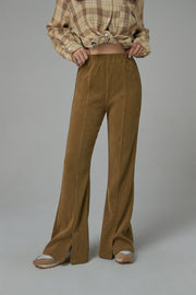 Corduroy Front Slit Bootcut Pants