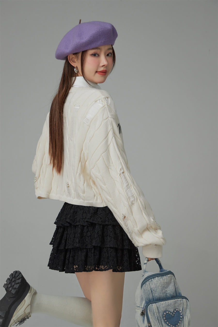 CHUU Made By Chuu Damaged Cable Knit Sweater