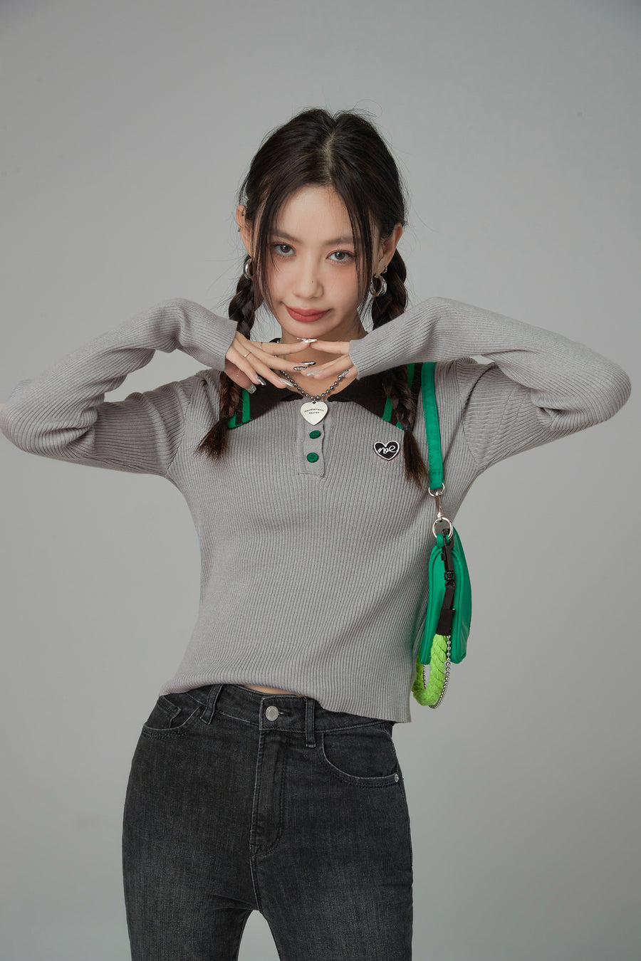 CHUU Go To Galleries Polo Knit Top