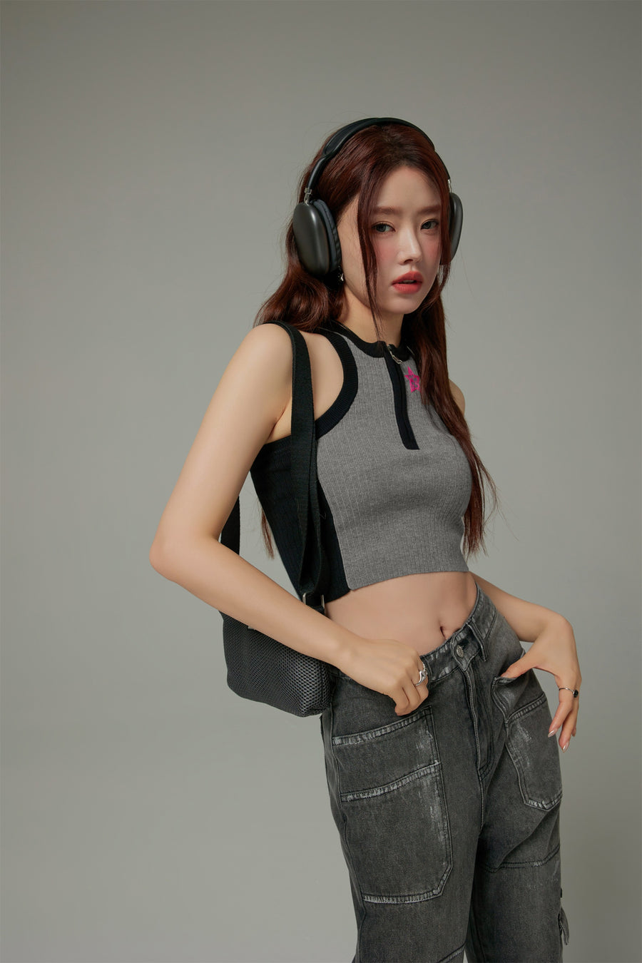 CHUU Break It Down Ribbed Sleeveless Top