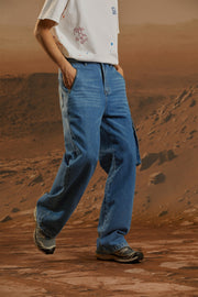 Long Cargo Pockets Wide Jeans