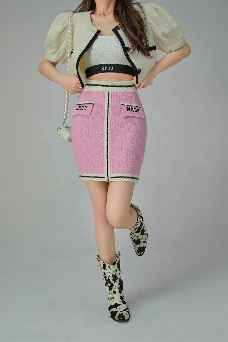 CHUU Rich Vibes Knit A-Line Skirt