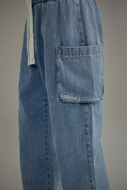 Cotton Pocket String Denim Jeans