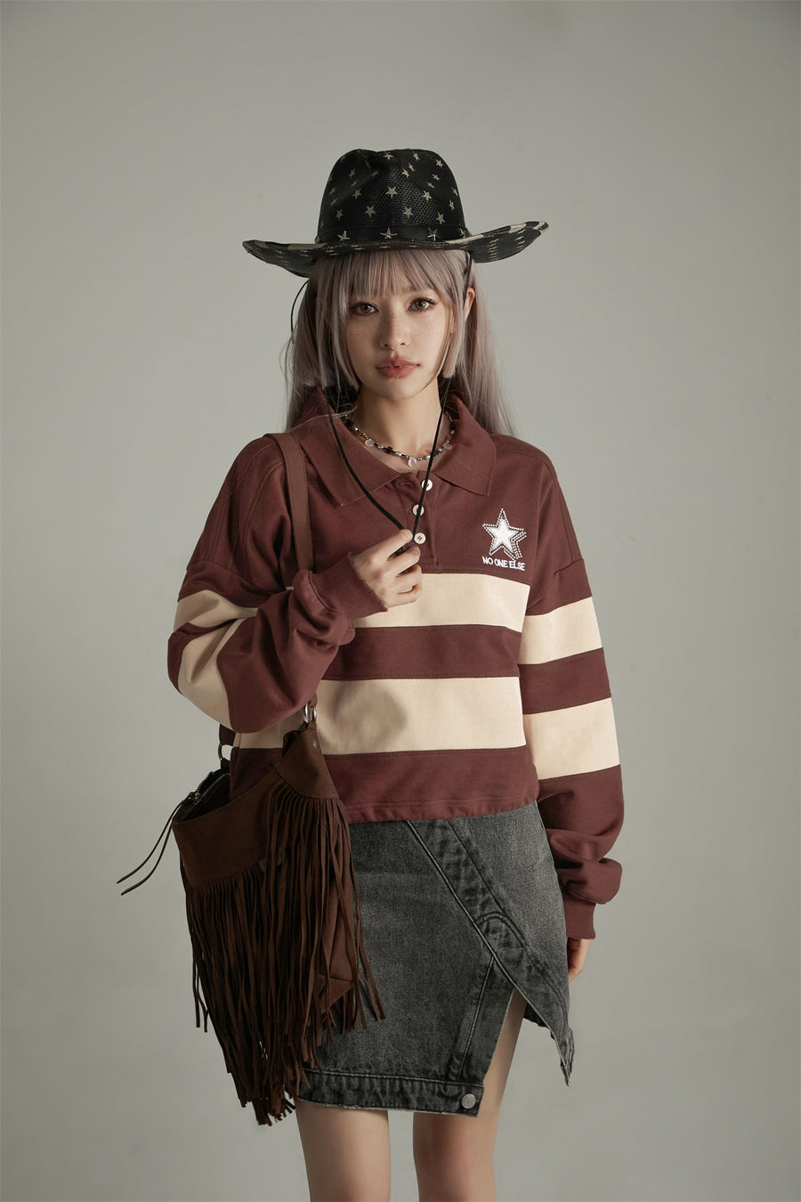 CHUU Polo Neck Vintage Sweatshirt