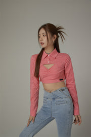 Cropped Check Cut Out Shirt