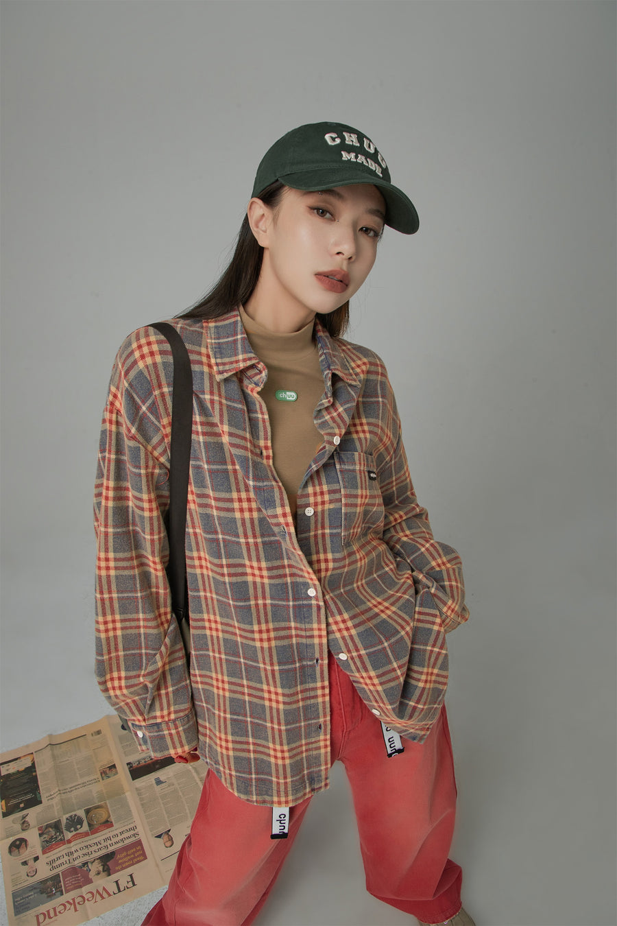 CHUU Vintage Check Loose Shirt