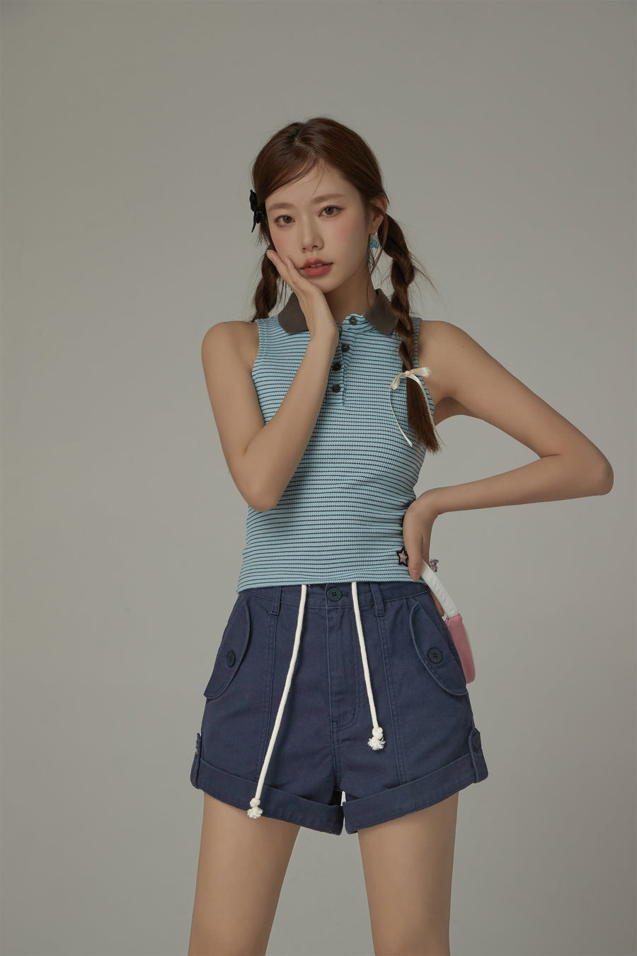 CHUU Collar Stripe Sleeveless Top