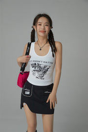 Size Doesnt Matter U-Neck Crop Sleeveless Tank Top