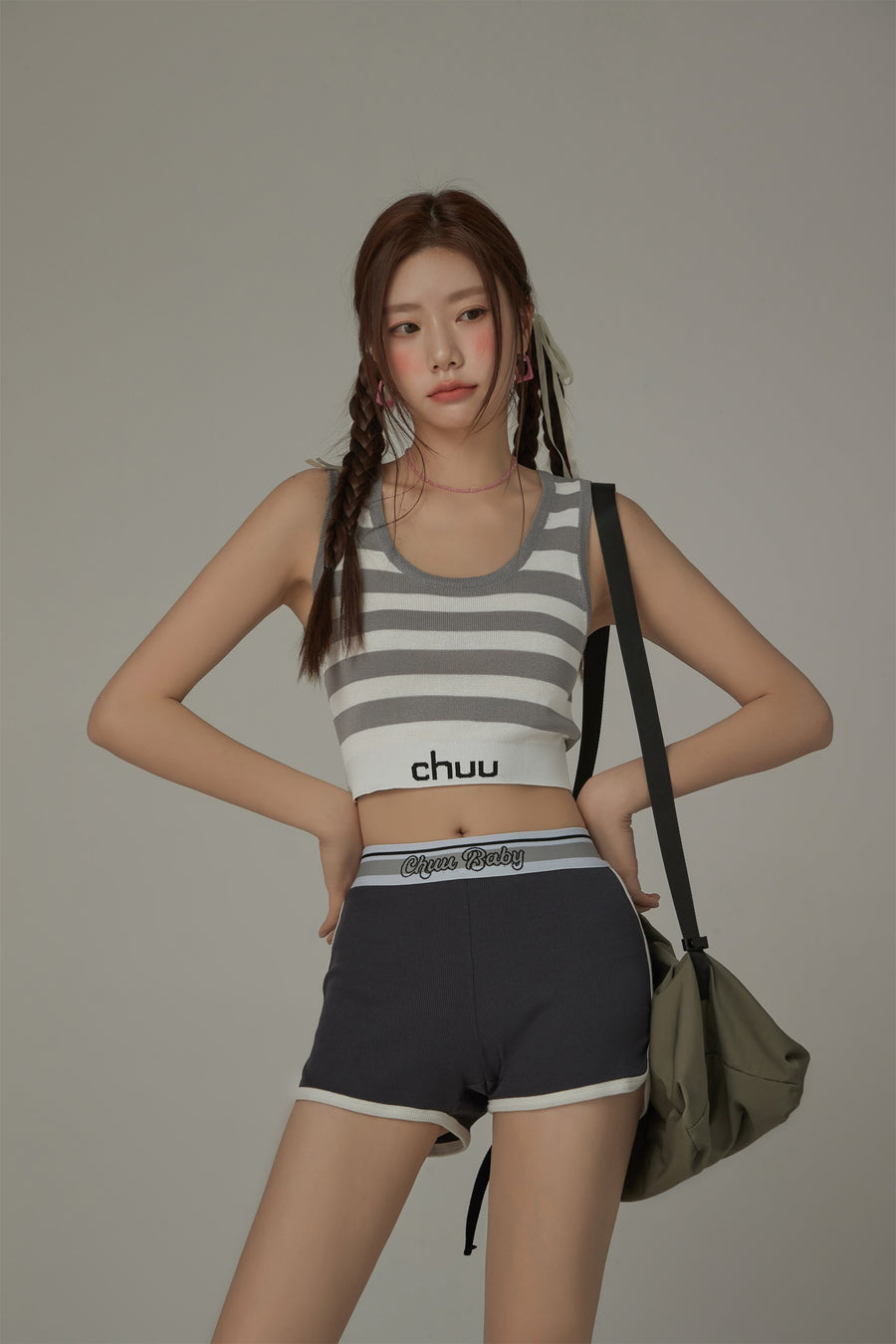 CHUU Striped Crop Top