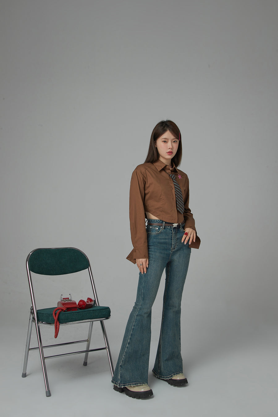 CHUU Wind Up Bootcut Denim Pants