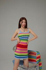 Rainbow Stripes Knit Cami Dress