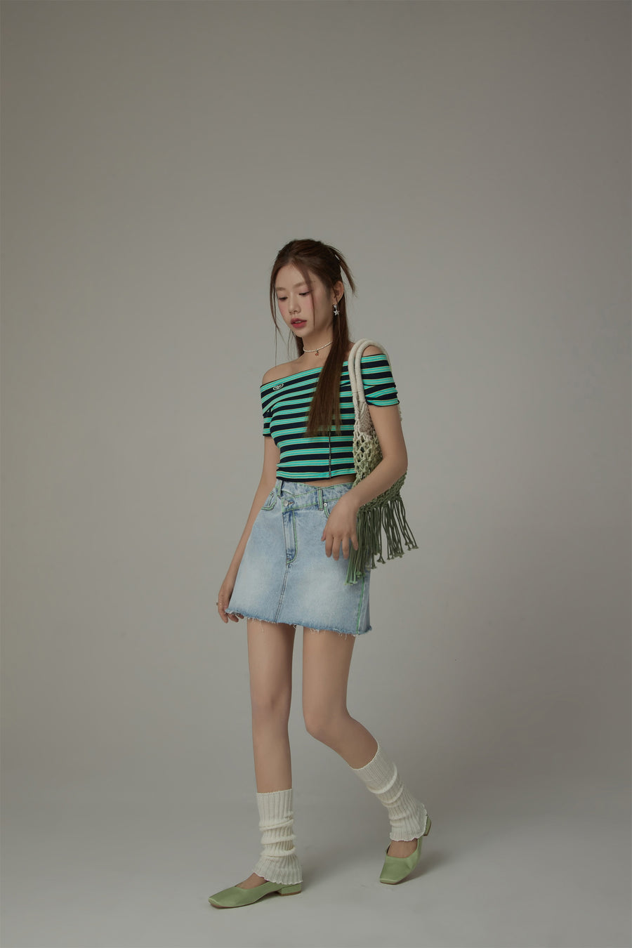 CHUU A-Line Denim Mini Skirt