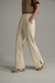 Side Slits Straight Jogger Pants