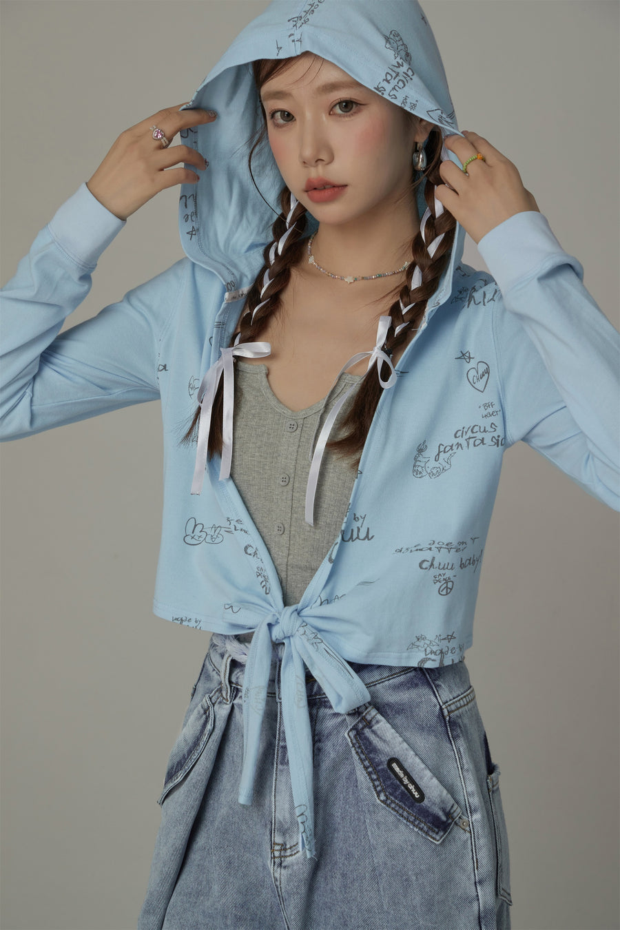 CHUU Hooded Bolero Cardigan