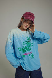 Angel Graffiti Logo Gradient Long-Sleeves Top