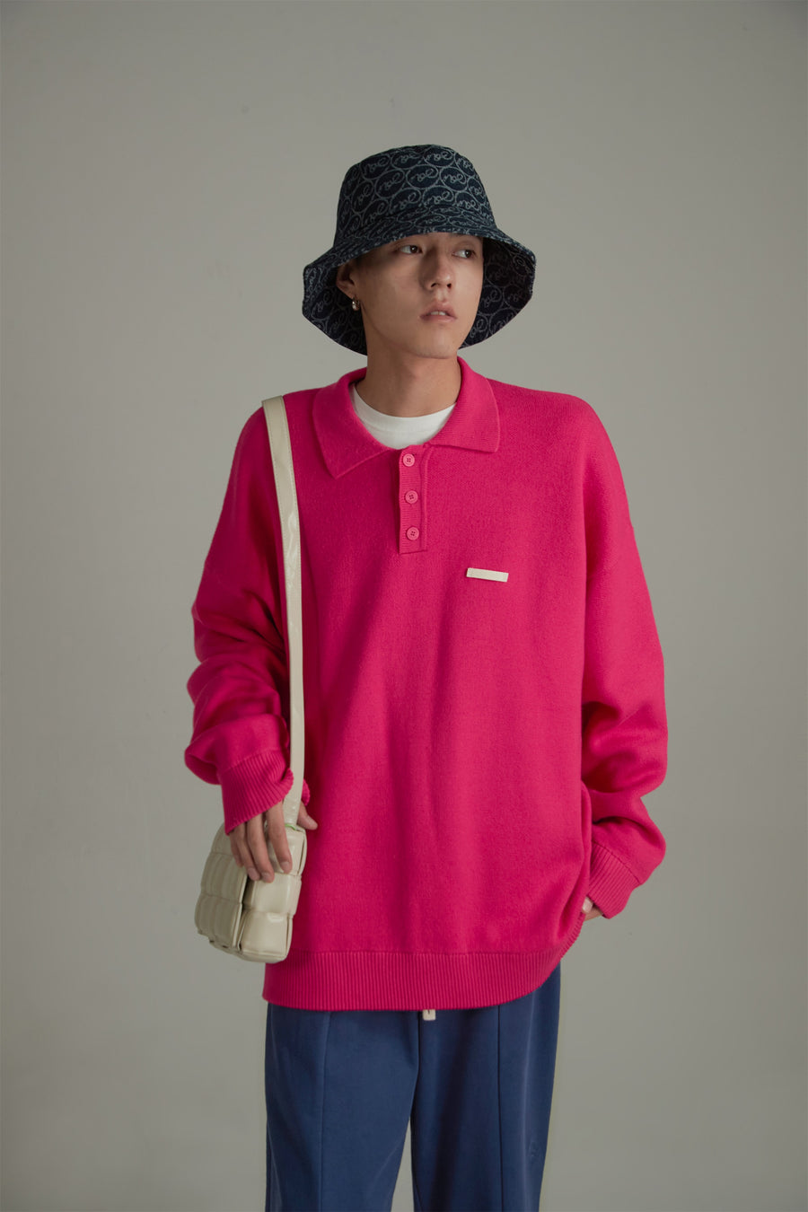 CHUU Polo Collar Long Sleeve Knit Sweater