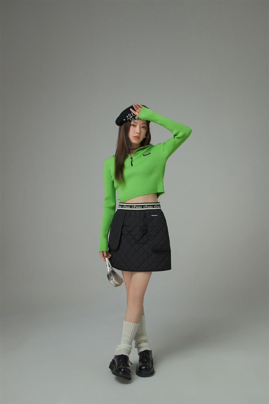 CHUU Way Too Good Quilted Mini Skirt