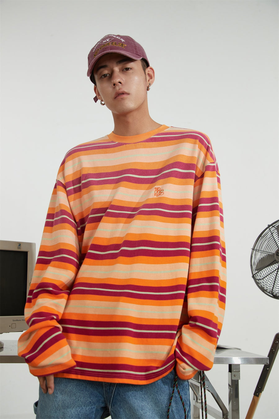 CHUU Striped Color Loose Fit T-Shirt