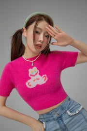 Funny Rabbit Crop Soft Knit Sweater