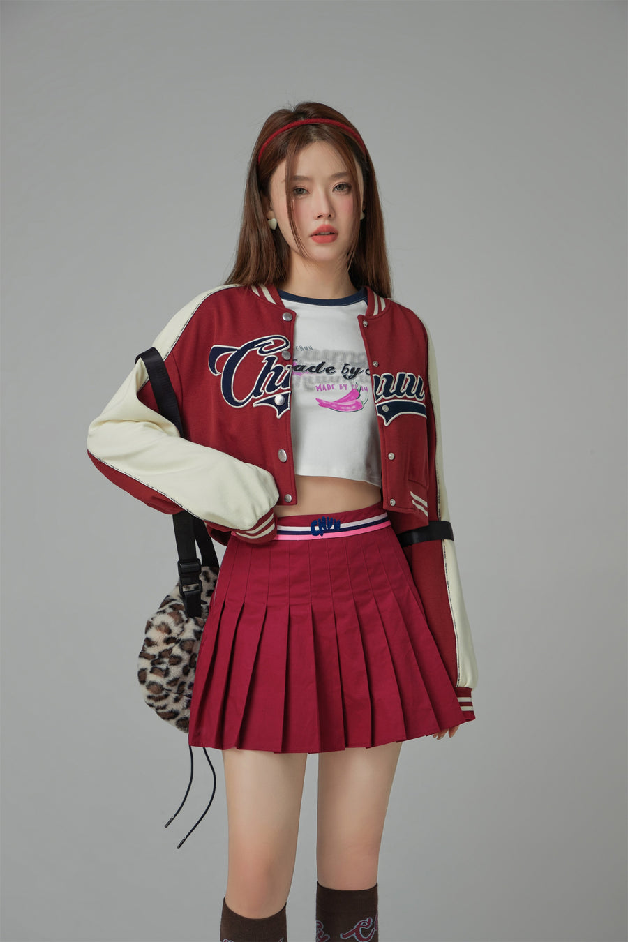 CHUU Joining Forces Crop Baseball Jacket