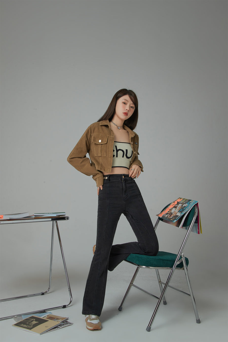 CHUU Standing In Front Of You Slim Bootcut Denim Jeans