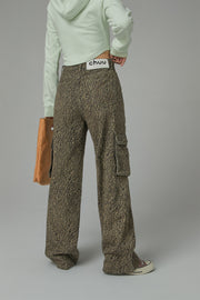 Leopard Pocket Denim Long Pants