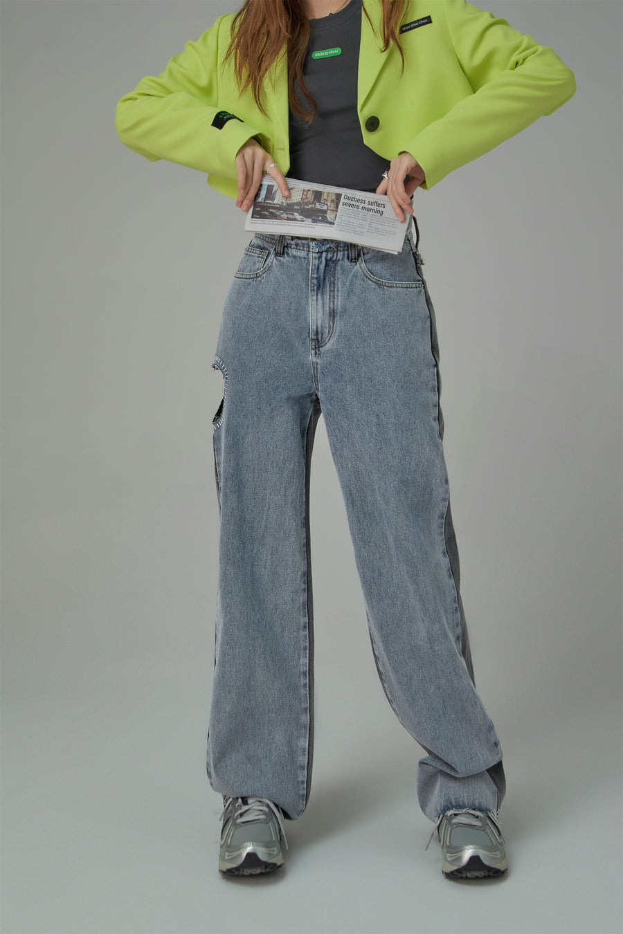 CHUU Heart Cutout Wide Straight Jeans