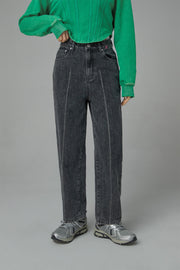 Fortune And Fame Straight Brushed Denim Pants