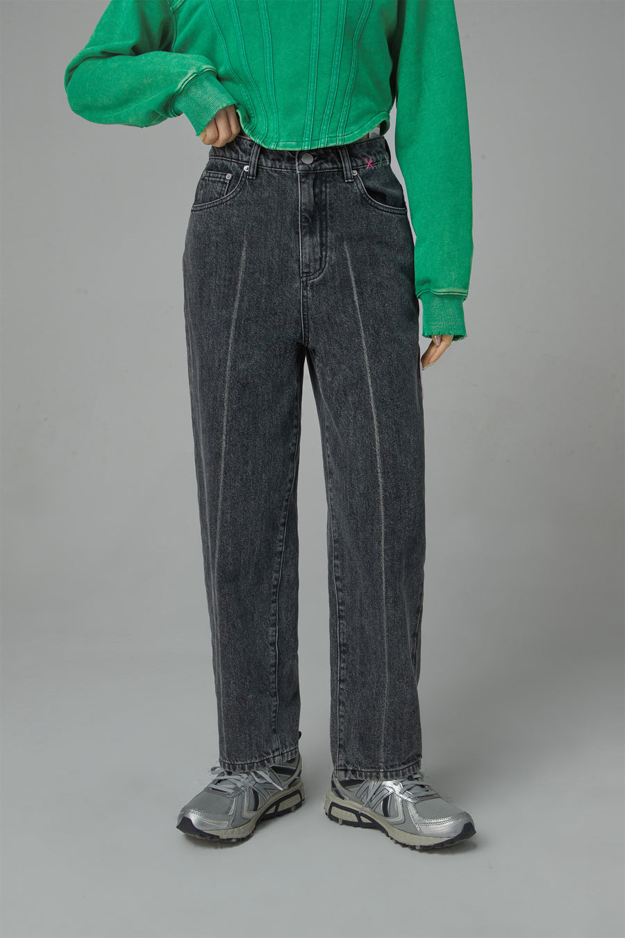 CHUU Fortune And Fame Straight Brushed Denim Pants