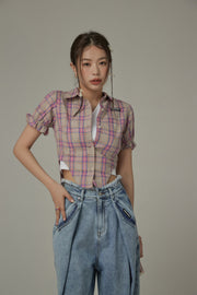 Eyelet Back Cut Out Check Shirt