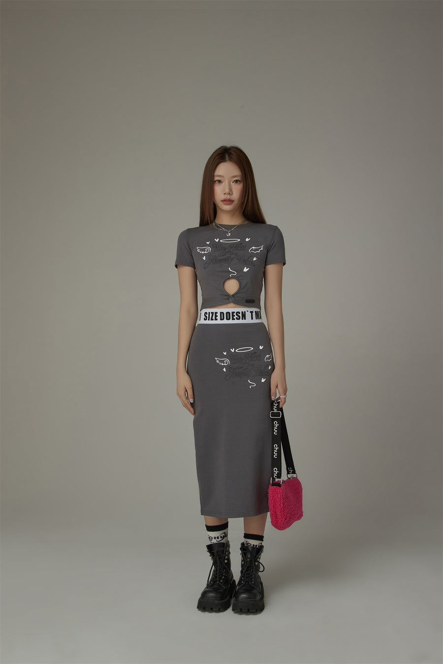 CHUU Unbalanced Split Skirt