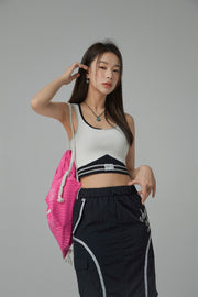 Color Contrast Sleeveless Crop Top