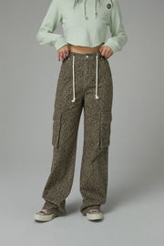 Leopard Pocket Denim Long Pants