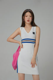 Unlock Stripes Waist Cutout V-Neck Dress